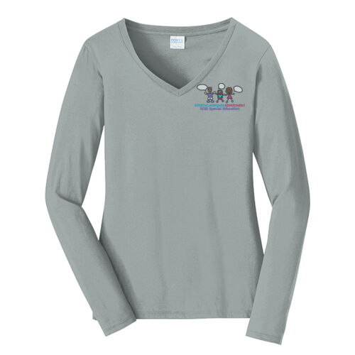 RCSD Speech-Language Special Education Ladies Long Sleeve Fan Favorite V Neck Tee Thumbnail